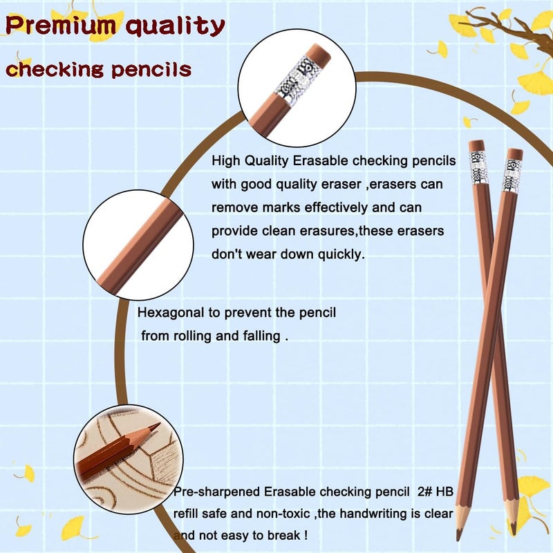 Adhere 25pcs Checking Pencils Erasable colored Pencils Pre-Sharpened #2 HB,for Checking Tests Grading,Map Coloring, editing Office Favors,including a Free sharpener. (Brown) - Image 3
